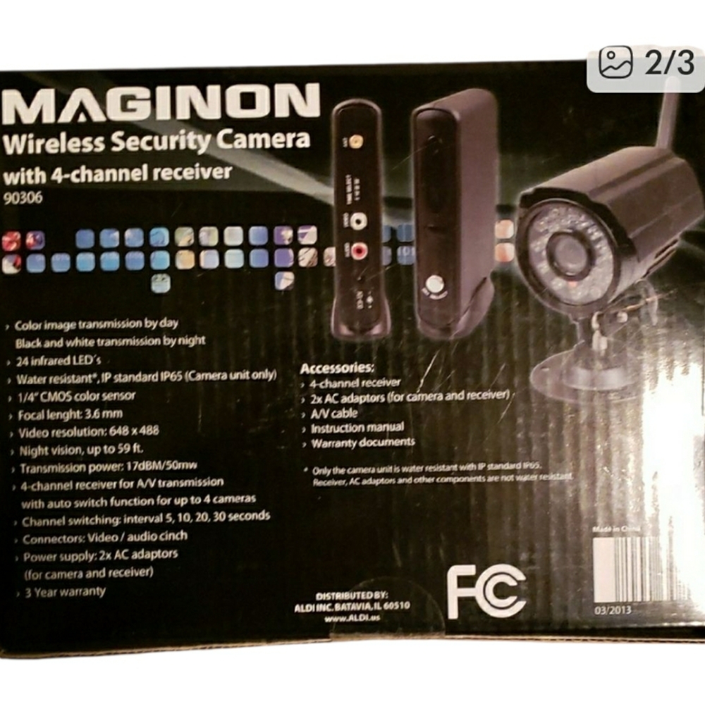 Black Wireless Security Camera with Receiver - Picture 2 of 3